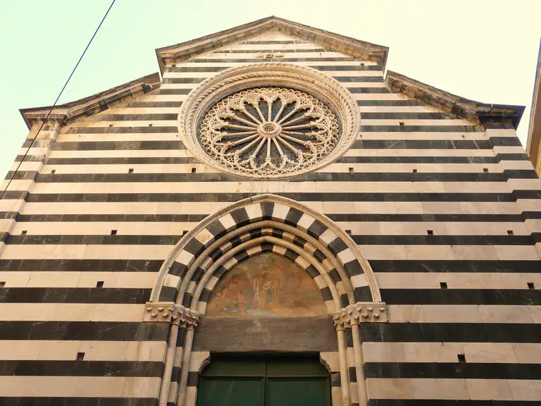 Striped façade of the church of San Giovanni Battista in Monterosso