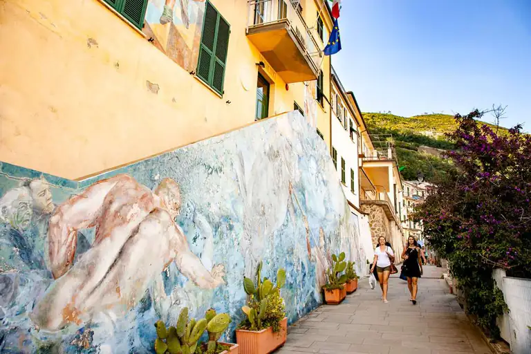 Silvio Benedetto's murals on Riomaggiore town hall