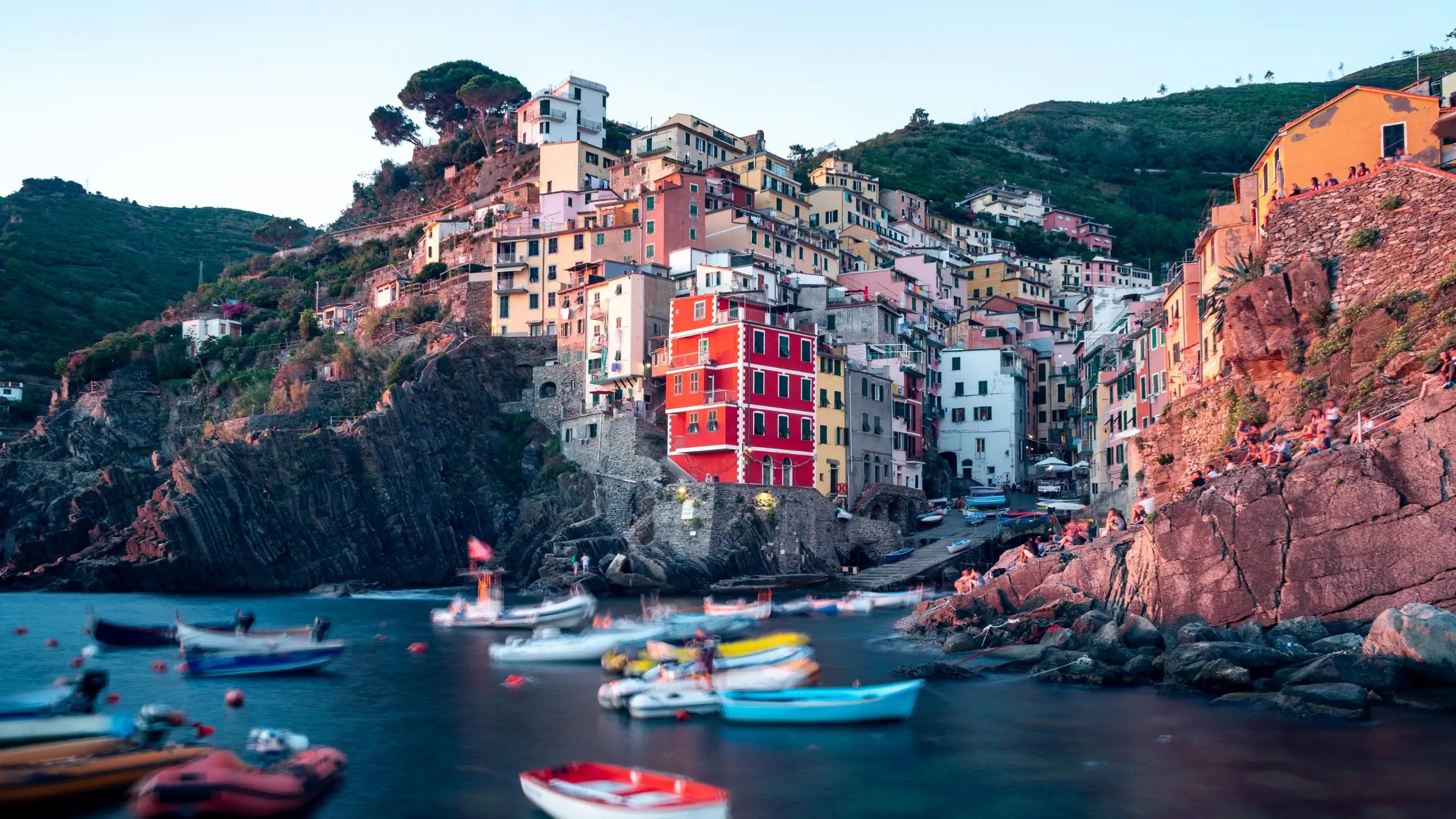 Riomaggiore with colourful houses on the cliffs