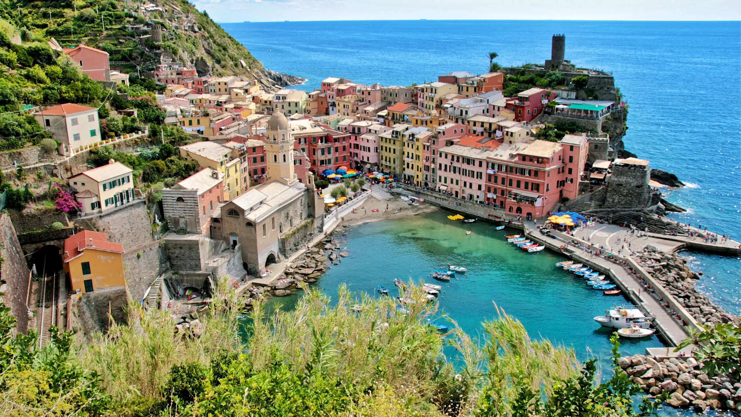 Vernazza with Castello Doria and the harbour