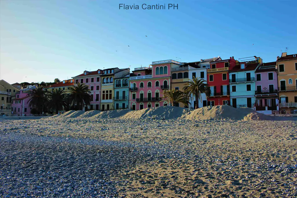 Colourful houses on the beach at Celle Ligure
