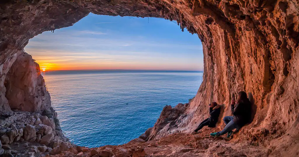 Grotta dei Falsari opening onto the sea at Varigotti