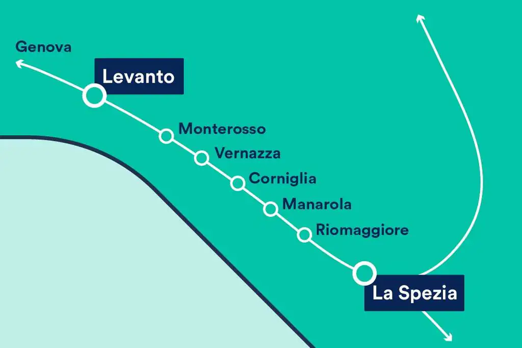 Mappa delle Cinque Terre da Levanto a La Spezia