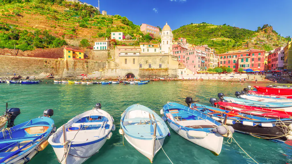 Colourful boats on Vernazza beach