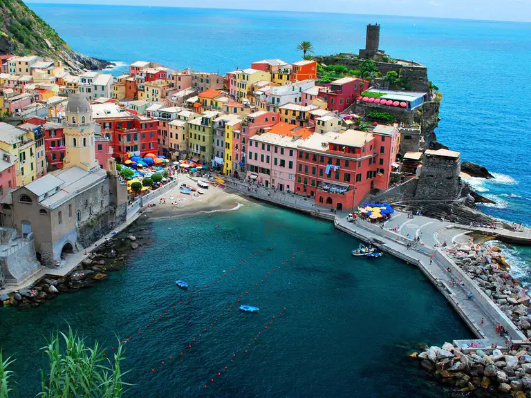 Vernazza with its harbour and Castello Doria