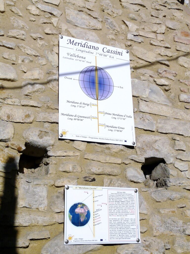 Le targhe del meridiano Cassini a Vallebona